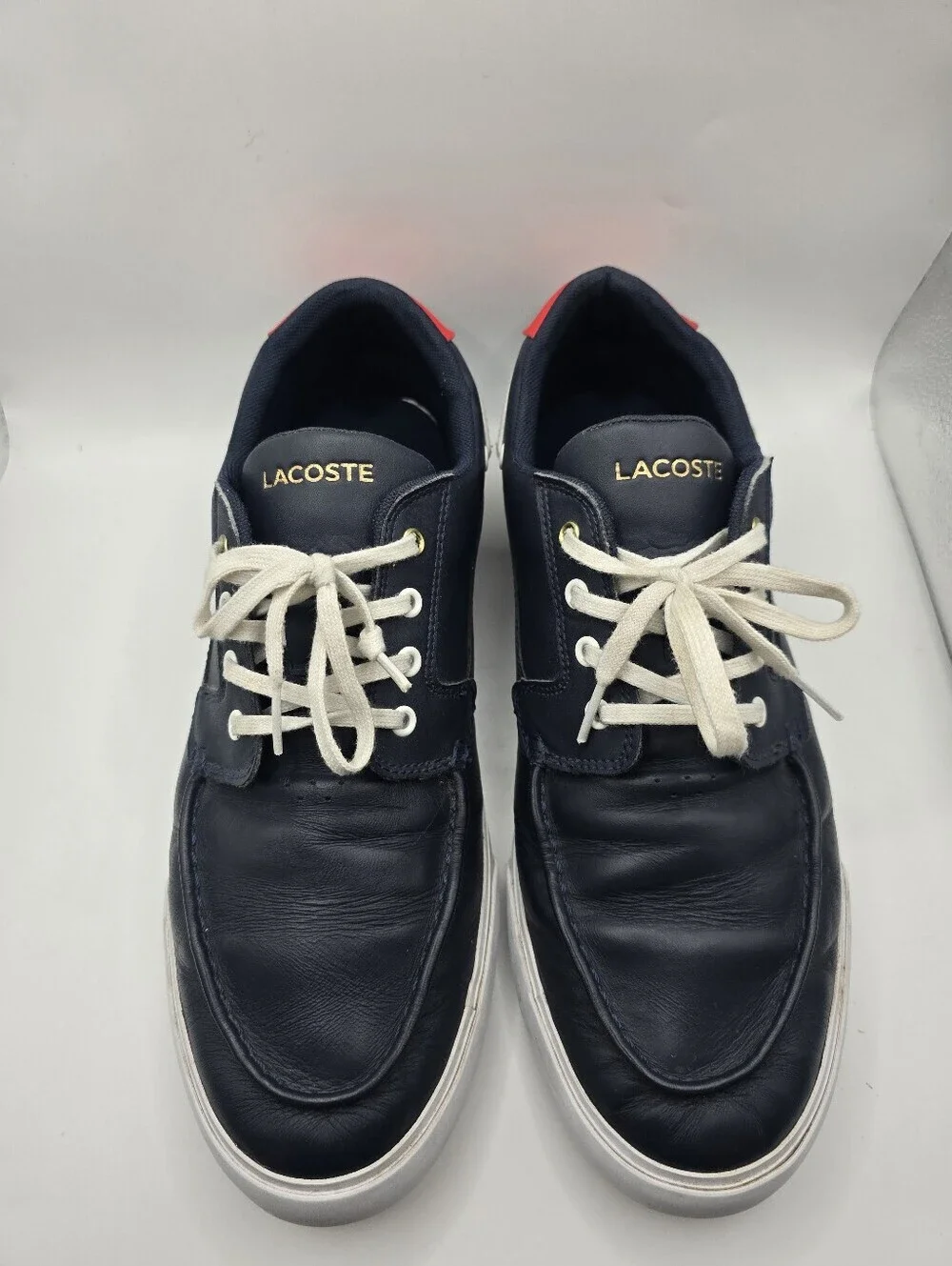 Lacoste Navy Boat/deck Preppy Nautical Leather Lace Up Sneakers. Mens 11